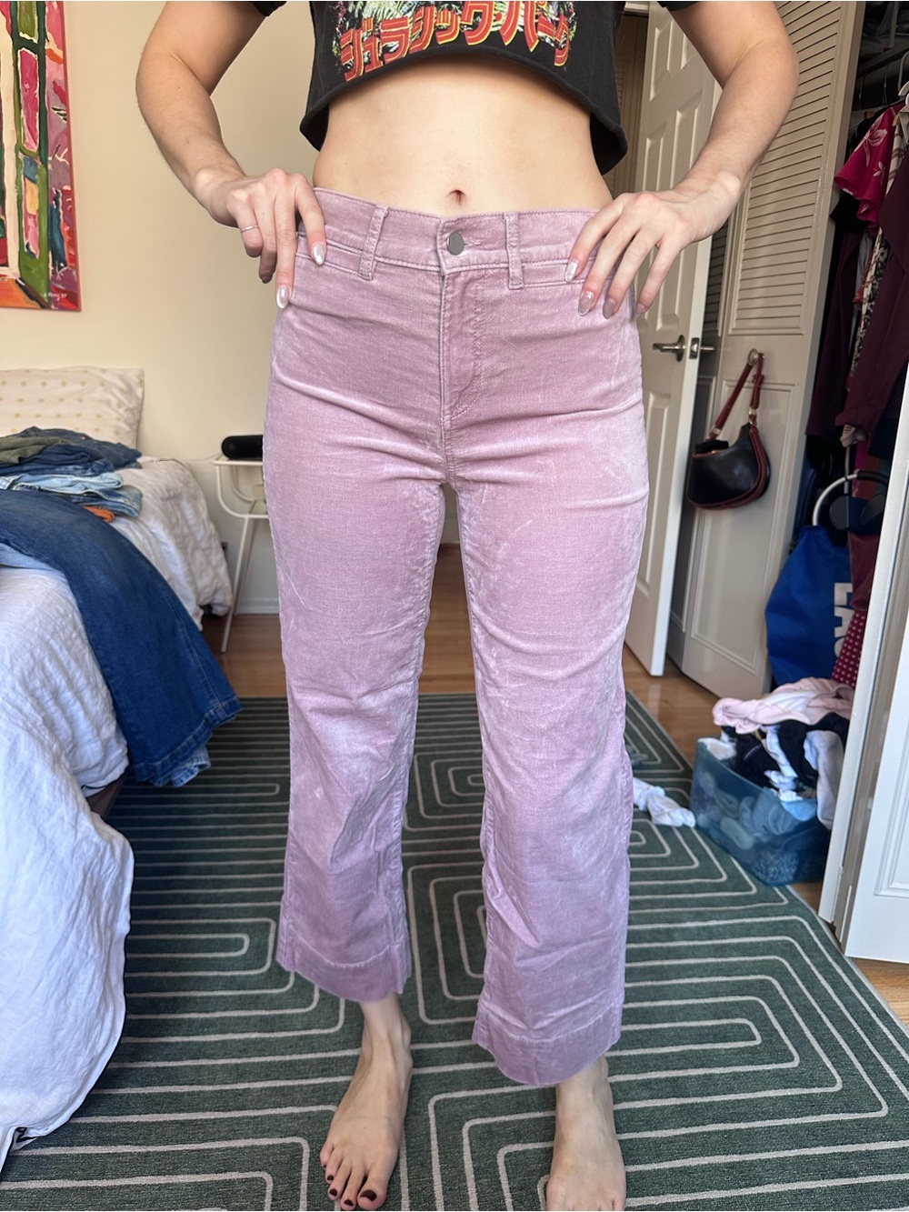 LOFT Cropped Velvet Pants in Light Dusty Lavender Pink